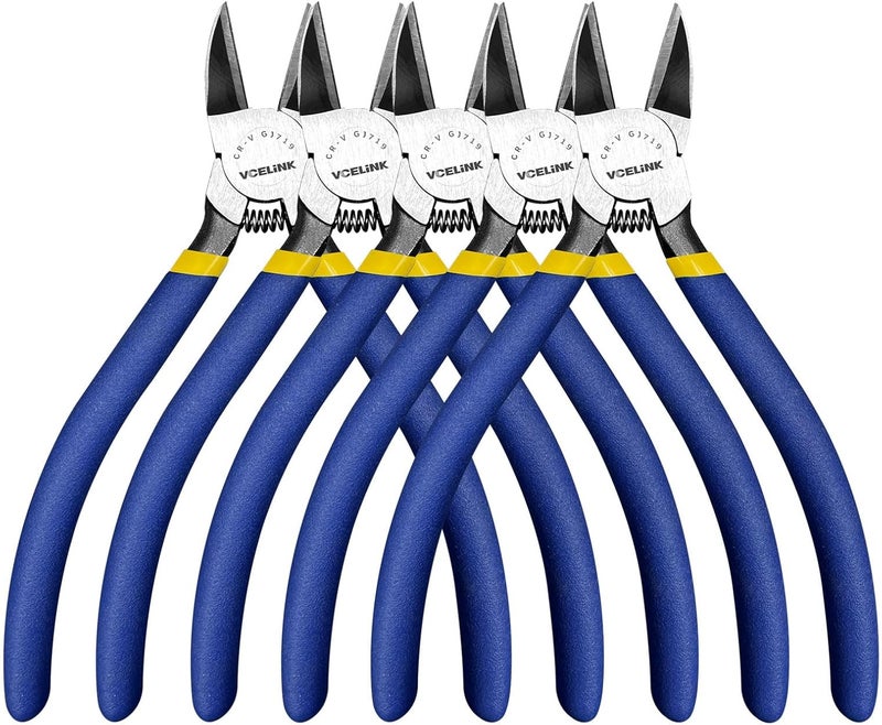 VCELINK Wire Cutters, 6-inch Side Cutter, CR-V Small Flush Cutter, 5 Pack Professional Small Wire Cutter with Spring-loaded for Artificial Flowers, Floral, Jewellery Making, and DIY Model Making - Image 1